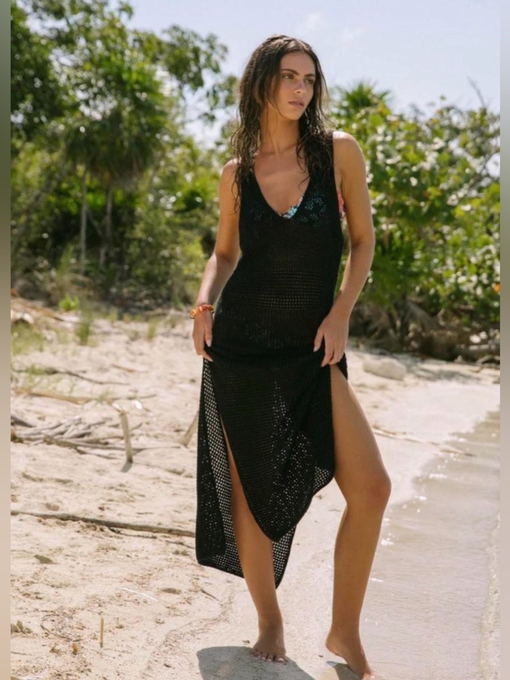 O’Neill Black Crochet Cover-Up Dress for Women